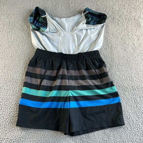 NEW Chubbies Board Shorts Mens Small Black Blue Striped Swim Trunks Lined Beach - Picture 3 of 8